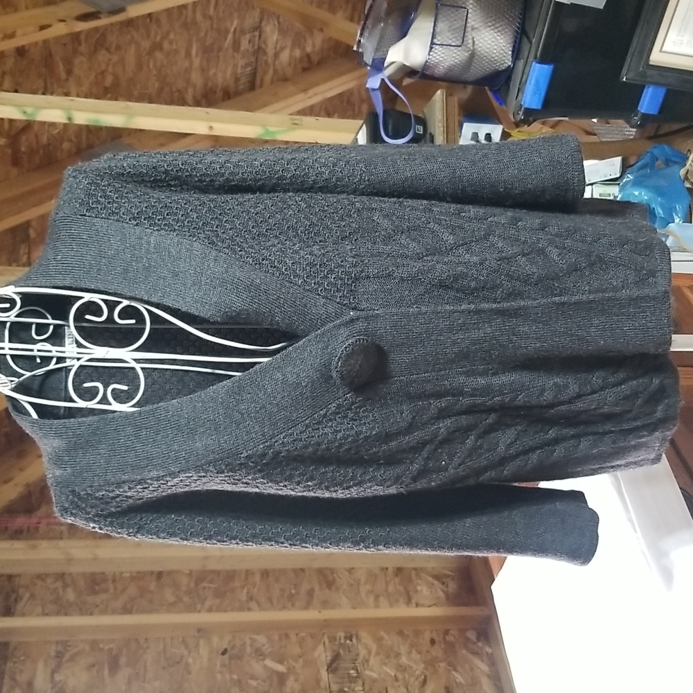 Charcoal gray Avalin cardigan sweater. Size large.